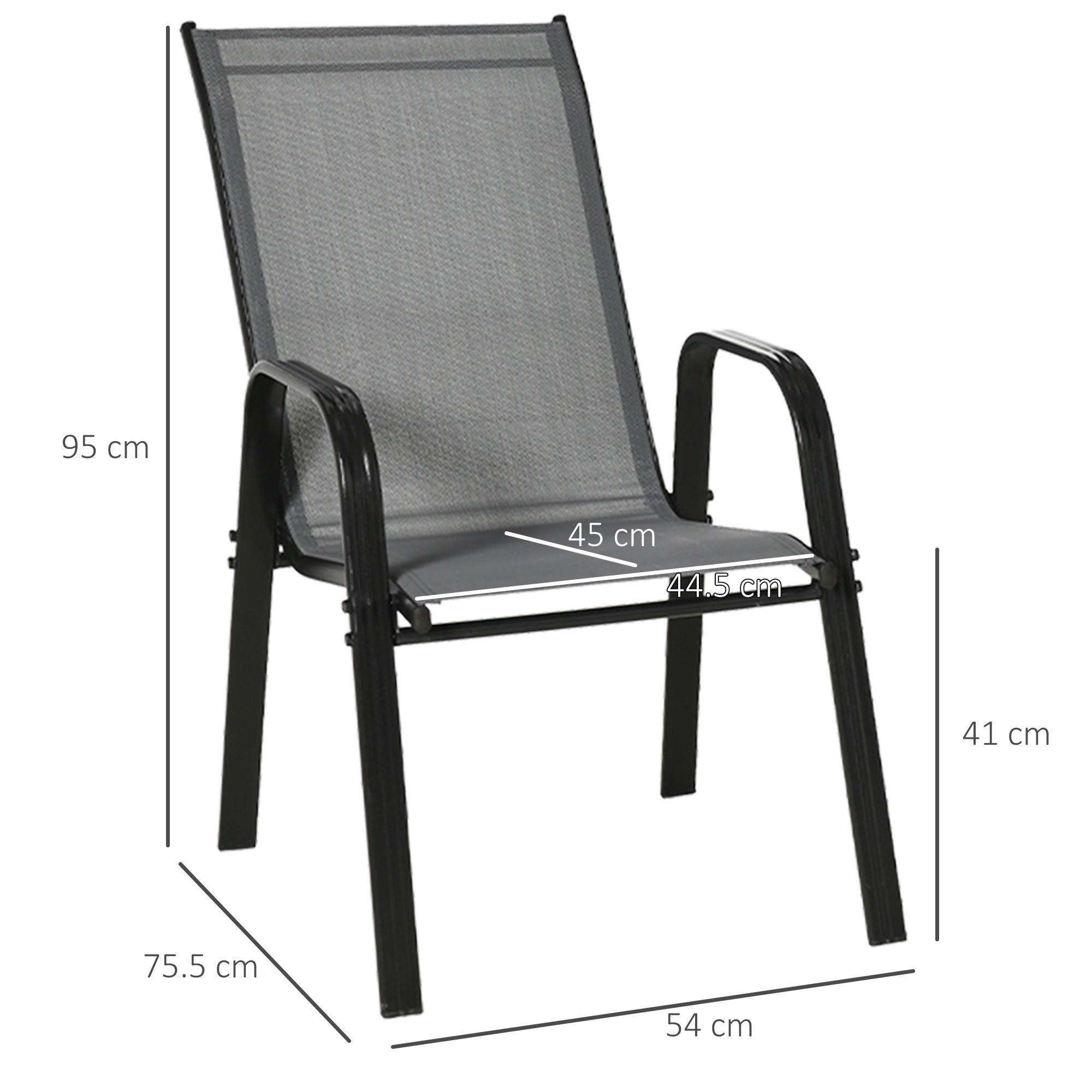 Kozy Set of Four Stackable Mesh Seat Chairs - Dark Grey