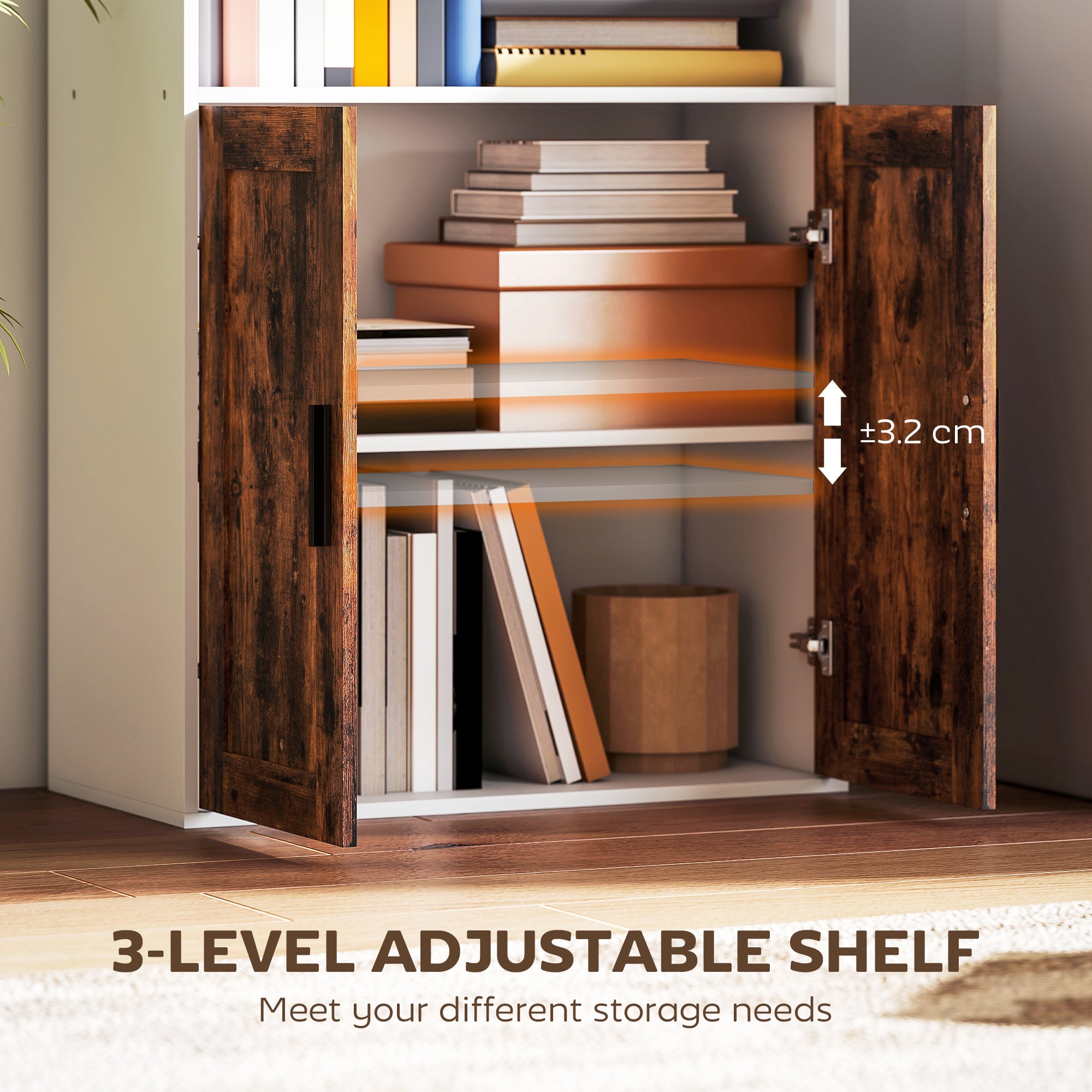 Kozy - 5-Tier Bookcase with Adjustable Shelf - Rustic Brown