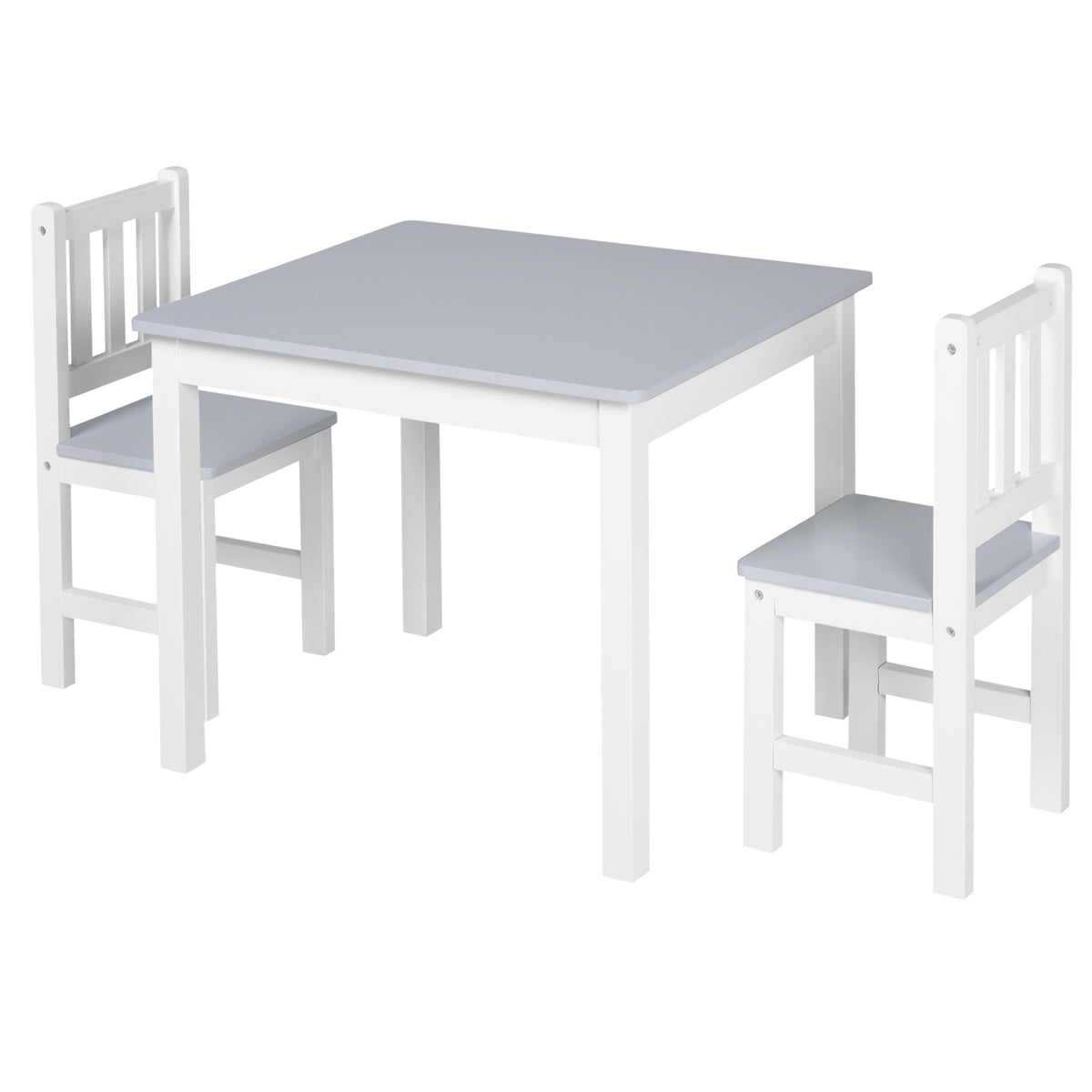 Kozy Kids Table and Chair Set 3 Pieces Toddler Preschoolers Desk with 2 Chairs for Indoor Study Rest Snack Time Grey