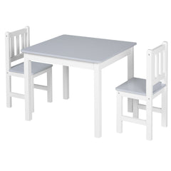 Kozy Kids Table and Chair Set 3 Pieces Toddler Preschoolers Desk with 2 Chairs for Indoor Study Rest Snack Time Grey