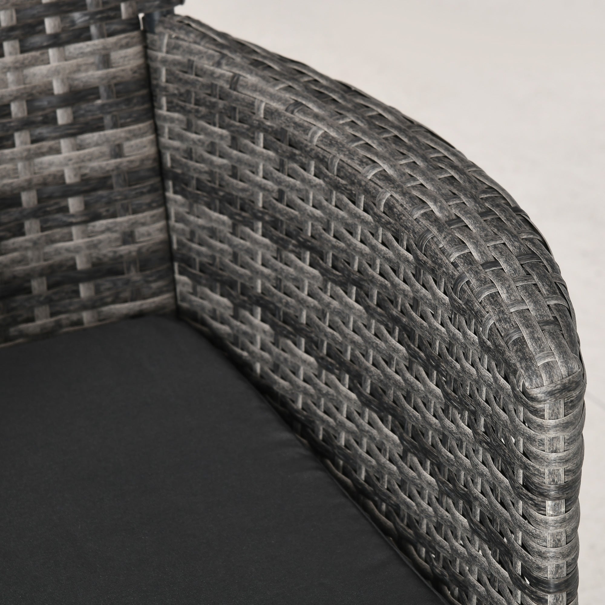 Kozy 3 Pieces Rattan Bistro Set, Wicker Garden Furniture Set with 2-Tier Coffee Table and Chairs, Washable Cushions, for Outdoor Patio Balcony, Mixed Grey