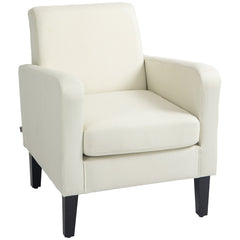 Modern Accent Chair, HOMCOM Single Sofa Occasional Chair with Rubber Wood Legs for Living Room, Bedroom, Cream White | Aosom UK