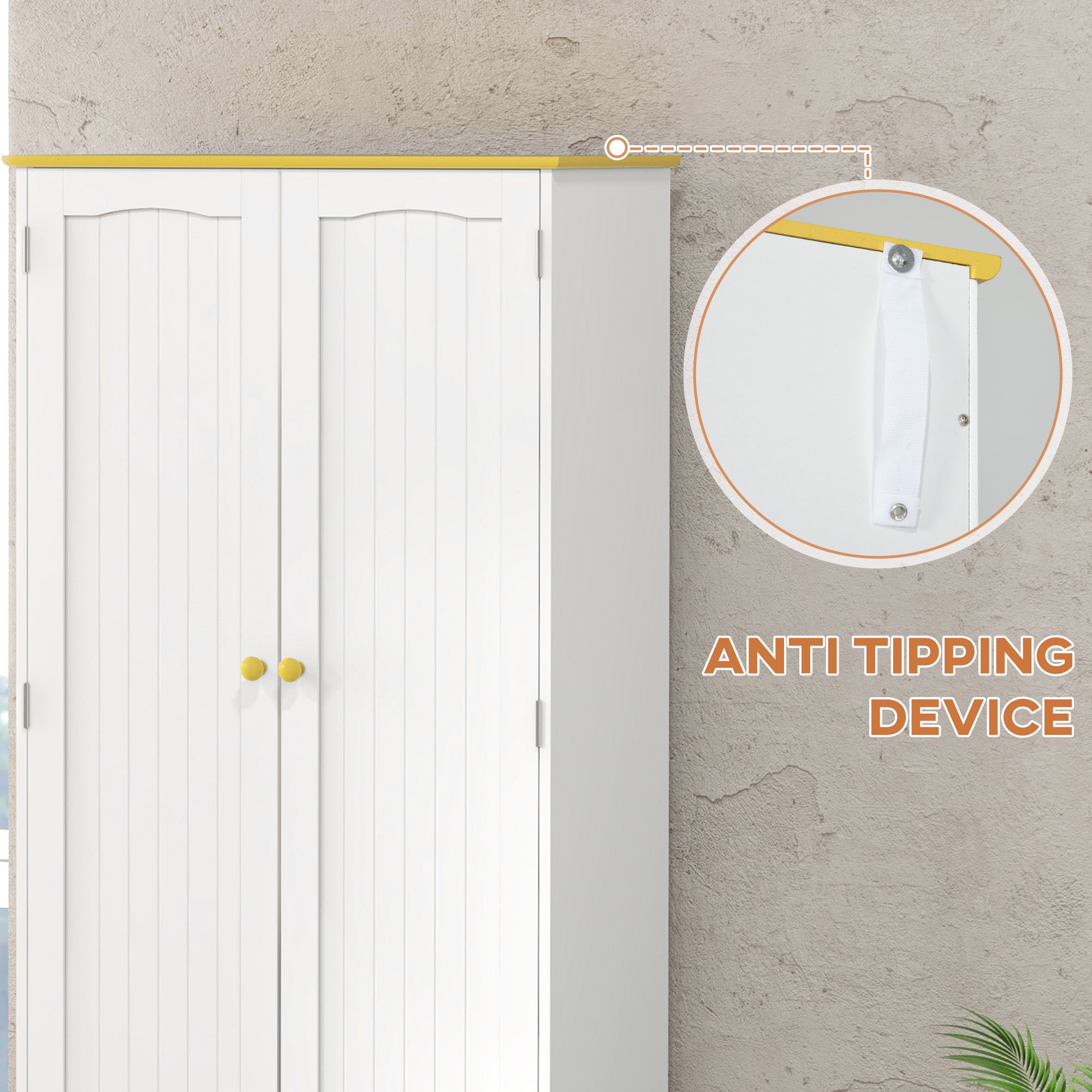 Kozy Freestanding 4-Door Kitchen Cupboard, Storage Cabinet Organizer with 4 Shelves, White