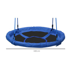 HOMCOM 40 Inch / 100 cm Tree Swing Round Kids Nest Swing Seat for Outdoor Backyard Garden Play Activity Blue