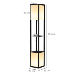 HOMCOM Floor Lamp with Shelves, Floor Standing Lamp with Dual Ambient Light and Two Shelves, for Living Room, Bedroom, Black | Aosom UK