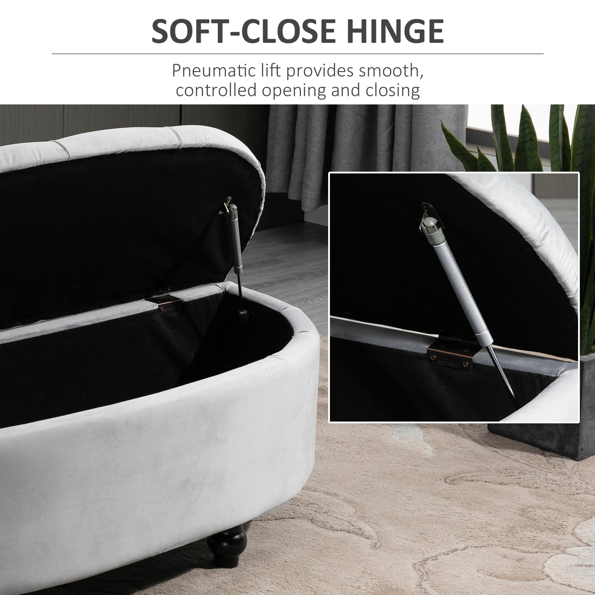 Kozy Semi-Circle Ottoman Storage Bench, Bed End Bench, Tufted Upholstered Window Seat Footrest Stool with Rubberwood Legs for Bedroom & Entryway, 120 x 46 x 42 cm, Light Grey