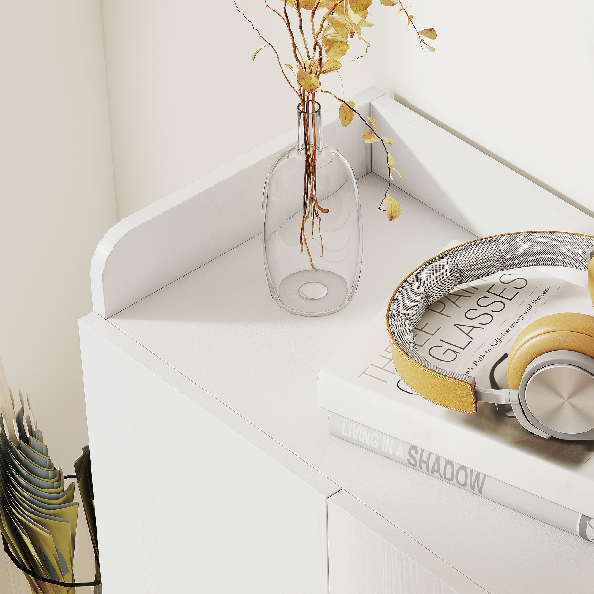 Kozy Shoe Storage Cabinet  Two Doors w/ Adjustable 4 Shelves Cupboard Footwear Rack Stand Organiser Hallway White