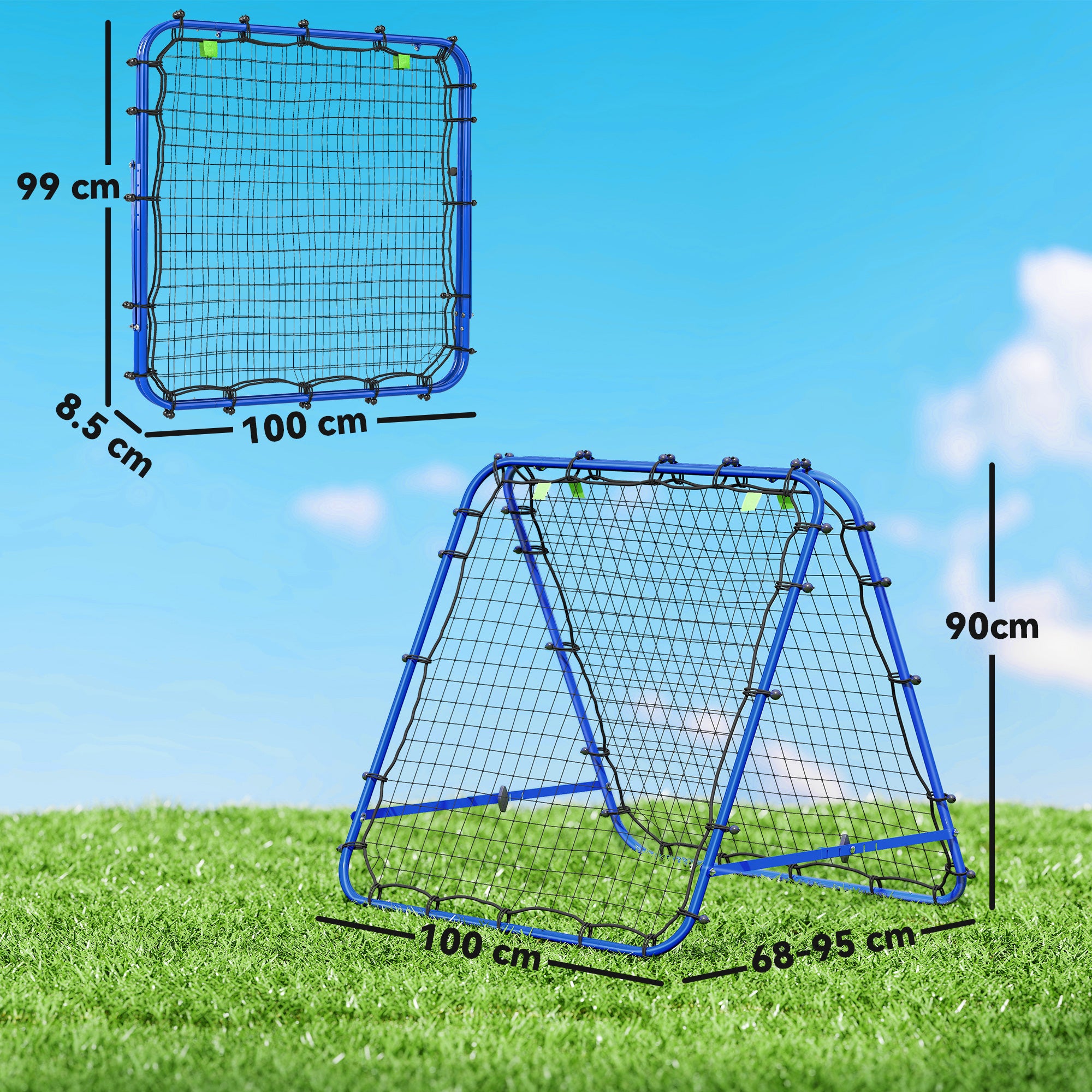 Kozy Double Sided Football Rebounder Net, Football Rebound Goal with Five Adjustable Angles, Blue