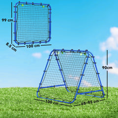 Kozy Double Sided Football Rebounder Net, Football Rebound Goal with Five Adjustable Angles, Blue