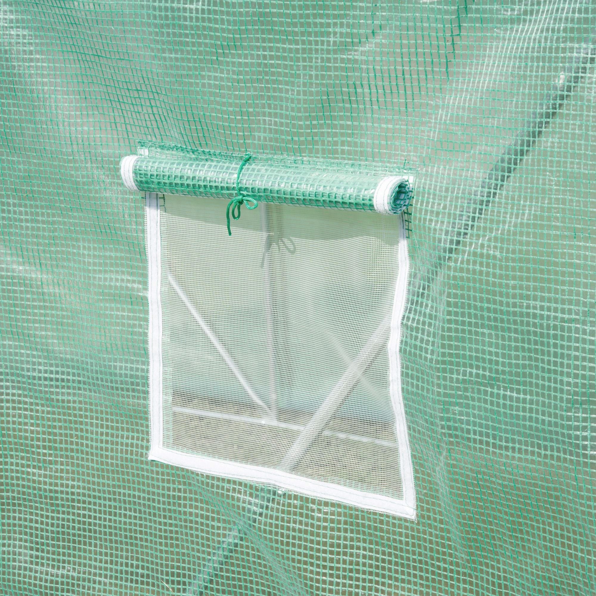Kozy Walk-in Polytunnel Greenhouse, Outdoor Garden Tunnel Greenhouse Tent with Zipped Roll-Up Door and 8 Mesh Windows, 6 x 3M