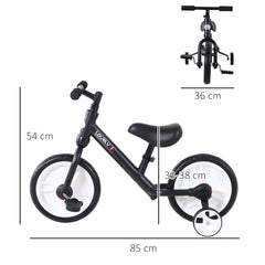 HOMCOM PP Toddlers Removable Stabiliser Balance Bike Black