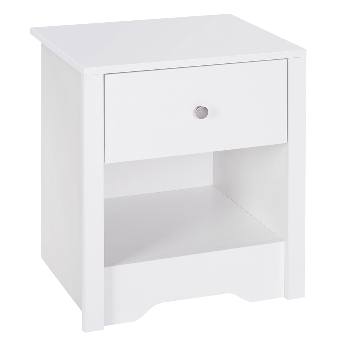 Kozy Modern Bedside Table, Nightstand with Drawer Shelf, End Table for Living room, Bedroom White