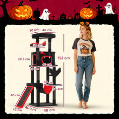 Kozy - Gothic Cat Tree, 152 cm Multi-Level Cat Tower for Large Cats with Coffin Bed, Large Condo, for Halloween