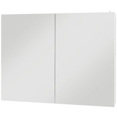 kleankin Illuminated Bathroom Mirror Cabinet: Wall Storage Cupboard with USB Charge, Adjustable Shelf, 90x15x70cm, White Shade | Aosom UK