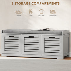 Kozy - 3-Drawer Shoe Storage Bench - Grey