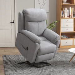 HOMCOM Power Lift Chair Electric Riser Recliner for Elderly, Linen Fabric Sofa Lounge Armchair with Remote Control and Side Pocket, Grey