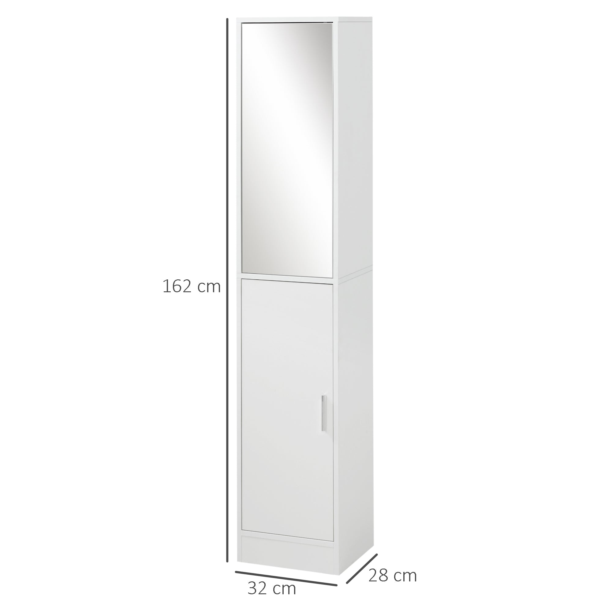 Kozy Tall Bathroom Cabinet with Mirror and Adjustable Shelf - White
