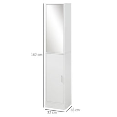 Kozy Tall Bathroom Cabinet with Mirror and Adjustable Shelf - White