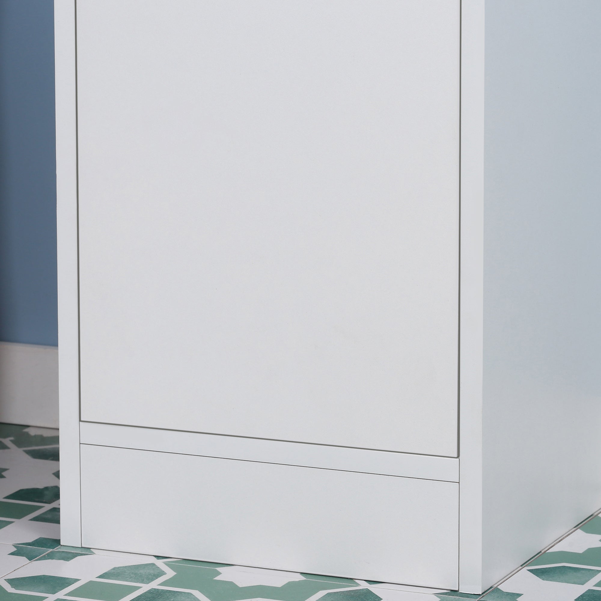 Kozy Tall Bathroom Storage Cabinet with Mirror, Narrow Bathroom Unit, Freestanding Bathroom Cupboard with Adjustable Shelves and 2 Doors, White