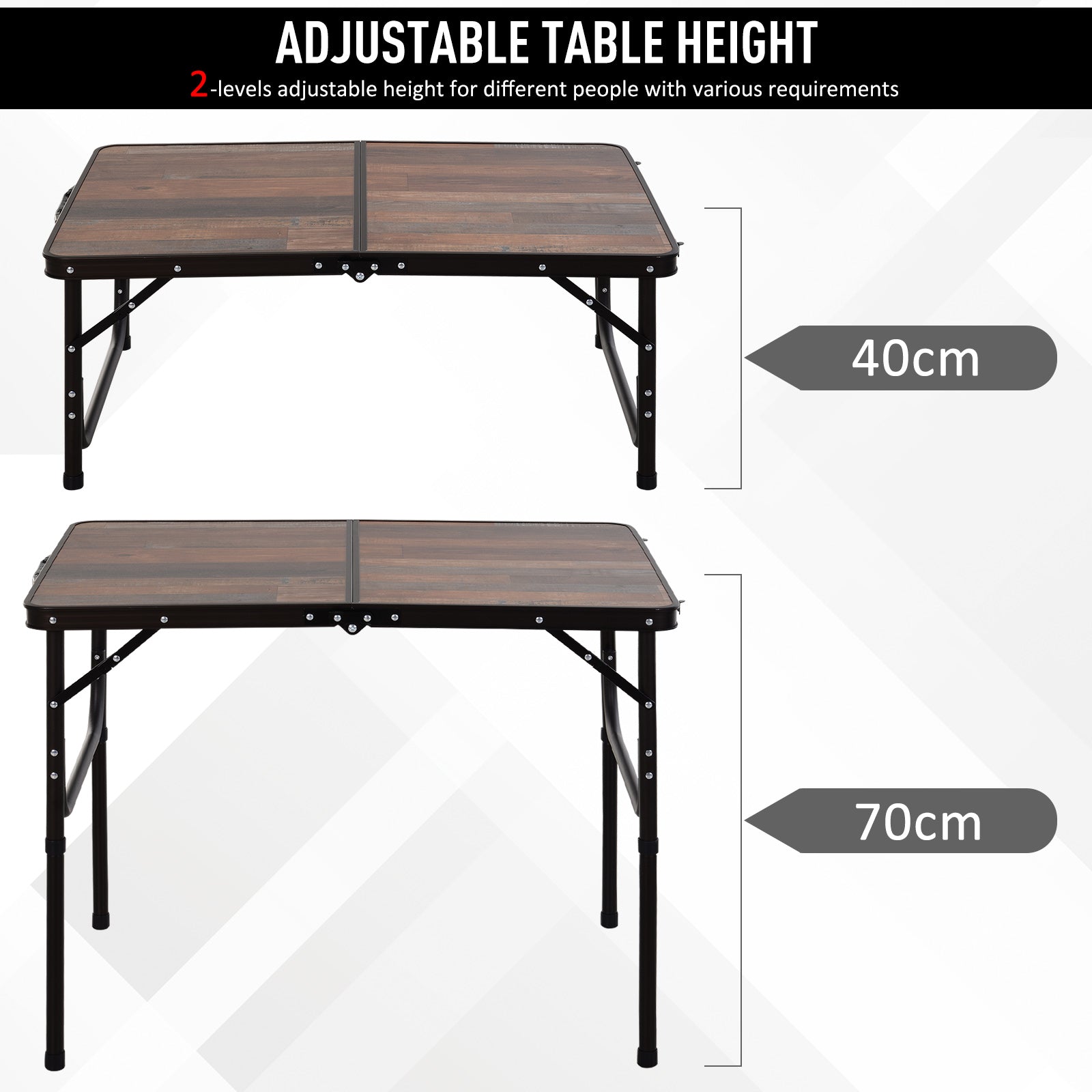 Outsunny Folding Camping Table, 3ft Height Adjustable, MDF, Portable for Outdoor Activities, Cream.