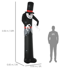 Kozy Giant 10ft Halloween Inflatables Tall Ghost with Hat, Build-in LEDs Blow Up Scary Outdoor Decorations, for Party Yard Garden Lawn Decoration