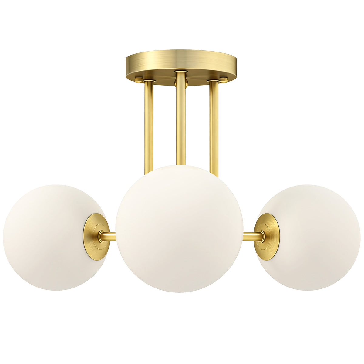 Kozy LED Ceiling Light with Globe Shades, Modern 3-Light Ceiling Light with G9 Sockets for Living Room, Bedroom, Dining Room, Bulbs Not Included, Gold Tone