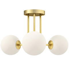Kozy LED Ceiling Light with Globe Shades, Modern 3-Light Ceiling Light with G9 Sockets for Living Room, Bedroom, Dining Room, Bulbs Not Included, Gold Tone