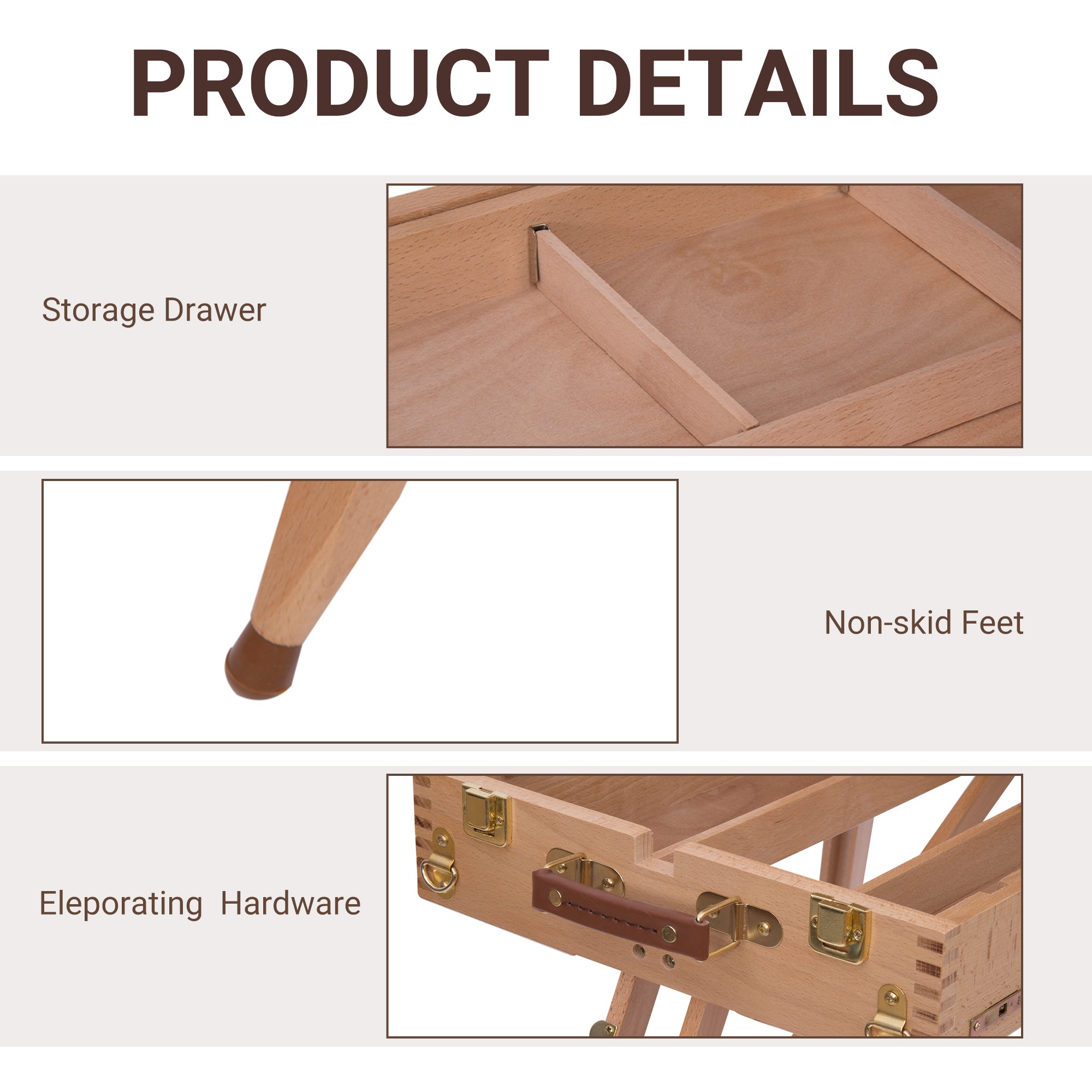 Kozy Wooden Art Easel Tripod Sketch Artist Painters Craft Portable Folding Drawing Board Lightweight - Natural Wood