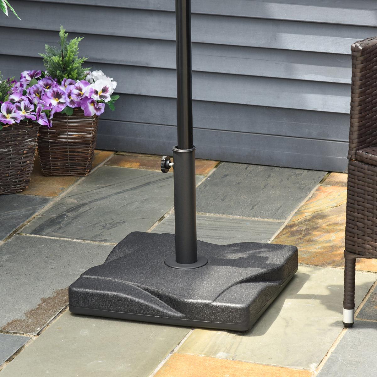 Outsunny Square Cement Parasol Base, Durable Umbrella Weight Stand, Stylish, Black