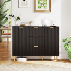 Kozy 2-Door Sideboard with 3 Drawers and Adjustable Shelves - Black