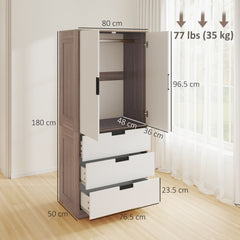 Two Door, Two Drawer Wardrobe - White/Brown