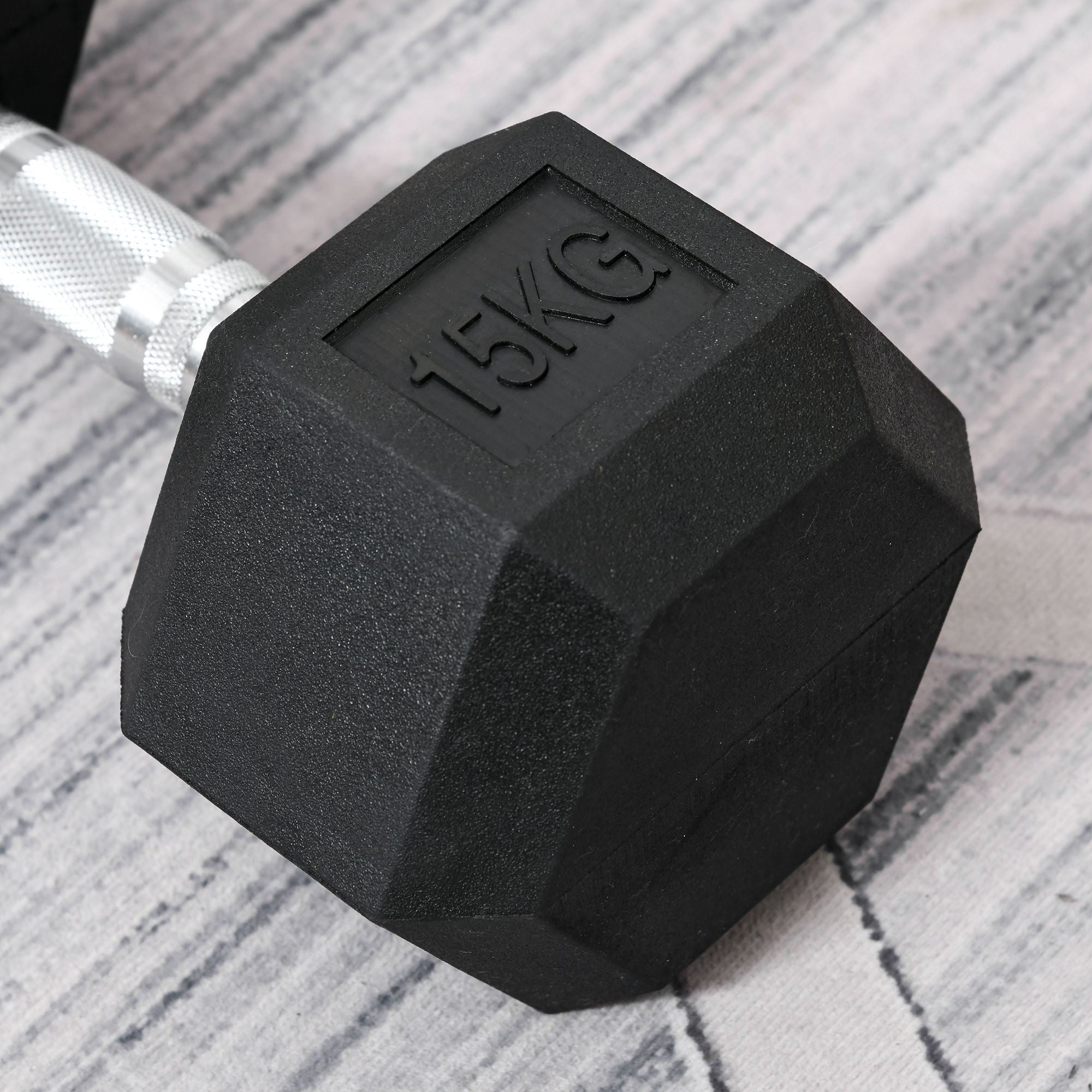 Kozy 15KG Single Rubber Hex Dumbbell Portable Hand Weights Dumbbell Home Gym