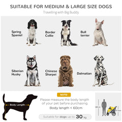 PawHut Foldable Pet Stroller with Washable Cushion, Storage Bags, Safety Leash for Medium and Large Dogs Cats Travel, Yellow