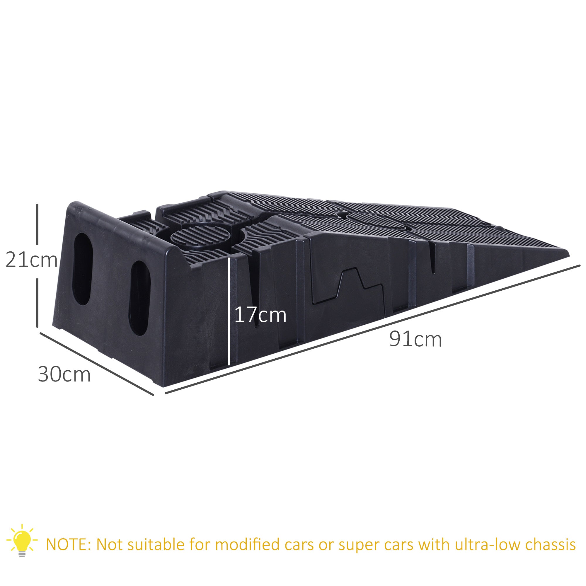 Kozy 2 Pieces Car Ramps Heavy Duty 2.5 Ton Motorhome Levelling Ramps, Plastic Garage Workshop Car Lift, Portable Automotive Vehicle Campervan Car Ramp, Black