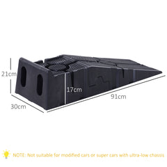 Kozy 2 Pieces Car Ramps Heavy Duty 2.5 Ton Motorhome Levelling Ramps, Plastic Garage Workshop Car Lift, Portable Automotive Vehicle Campervan Car Ramp, Black