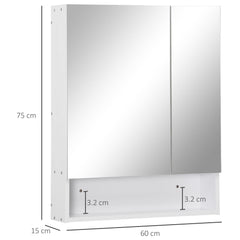 Kozy Bathroom Cabinet with Mirror, Wall Mounted Bathroom Mirror Cabinet with Adjustable Shelf, 2 Doors Storage Cupboard, White
