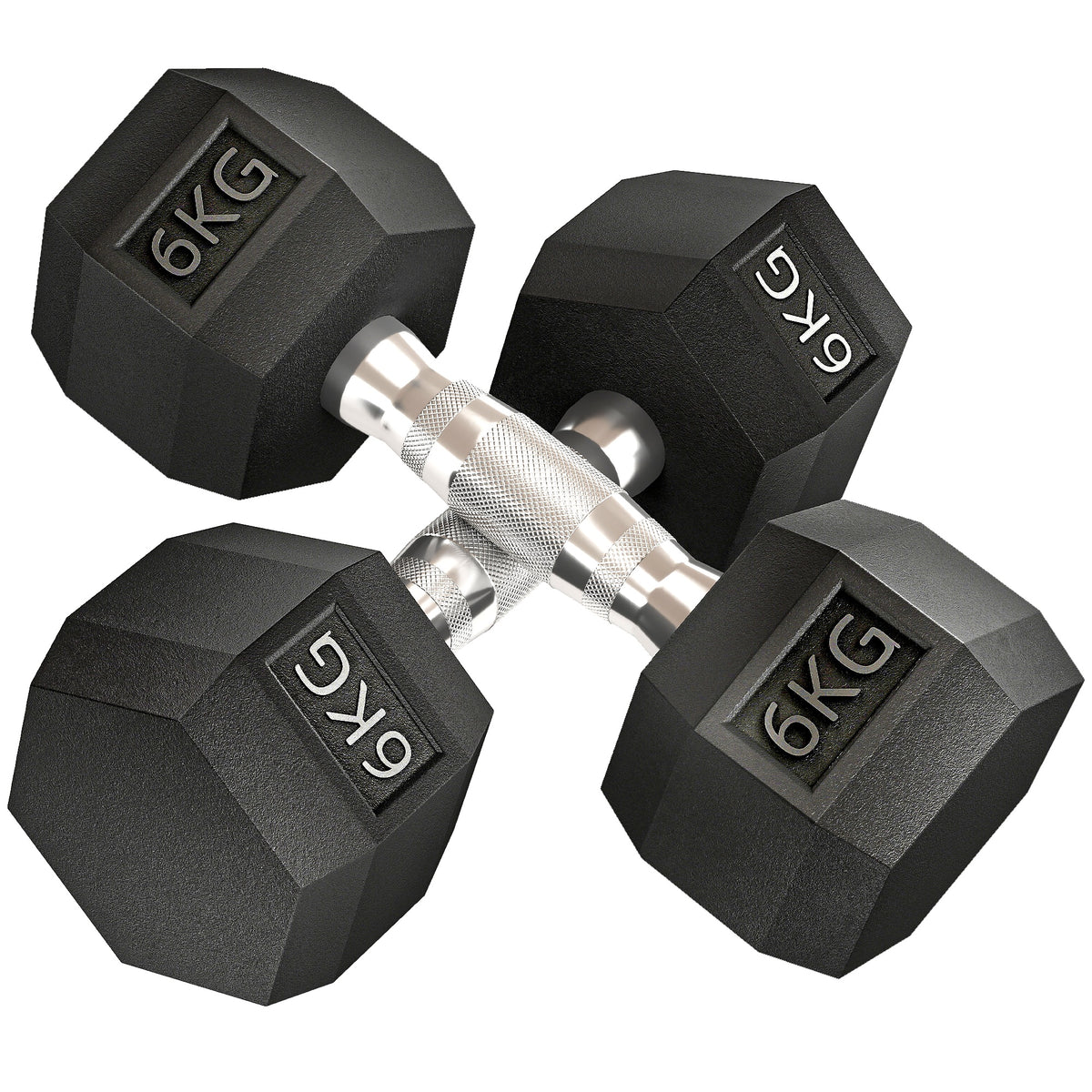 Kozy 2x6kg Hex Dumbbells Set Rubber Dumbbells Weight Lifting Equipment Fitness Home Gym