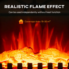 Kozy - Electric Fireplace Stove Heater with 3D Flame Effect, 2000W/1000W, Freestanding Portable Fireplace with Adjustable Thermostat, 2 Heat Settings for Living Room, Black