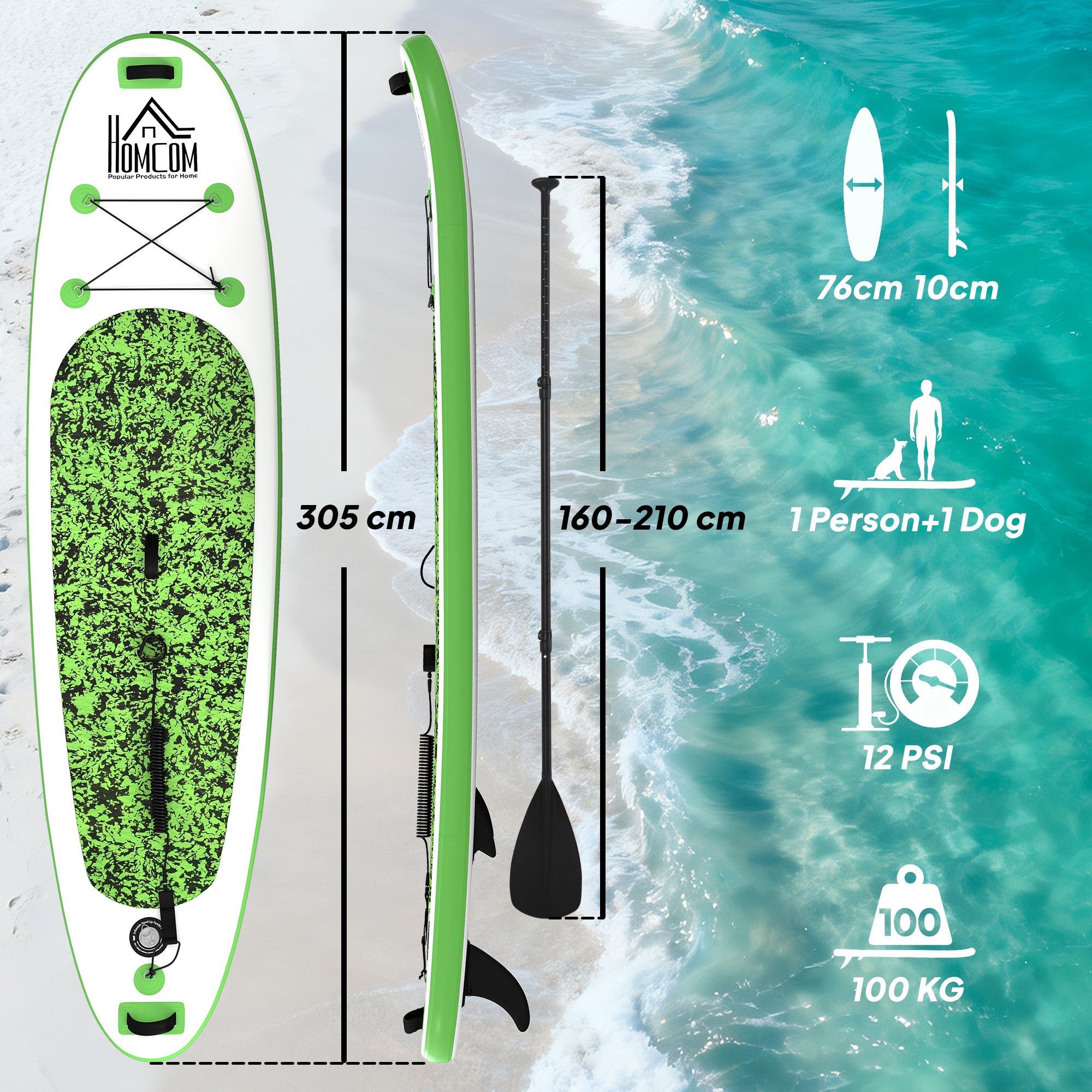 Kozy Inflatable Stand Up Paddle Board, 10' x 30" x 4", Non-Slip SUP, with ISUP Accessories, Hand Pump, 3 Fins, Adj Paddle for Youth Adult Beginners/Experts