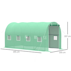 Kozy Walk-in Polytunnel Greenhouse, Outdoor Garden Tunnel Greenhouse Tent with Zipped Roll-Up Door and 8 Mesh Windows, 4 x 2M