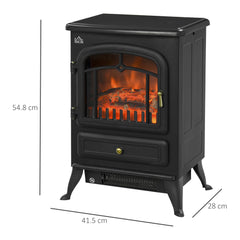 Kozy - Freestanding Electric Fireplace Indoor Heater Glass View Log Wood Burning Effect Flame Portable Fireplace Stove 950/1850W Black