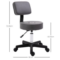 Kozy Beautician's Swivel Salon Chair w/ Padded Seat Back 5 Wheels Adjustable Height Salon Hairdressers Tattoo Spa Rolling Cushion Professional 35cm Grey