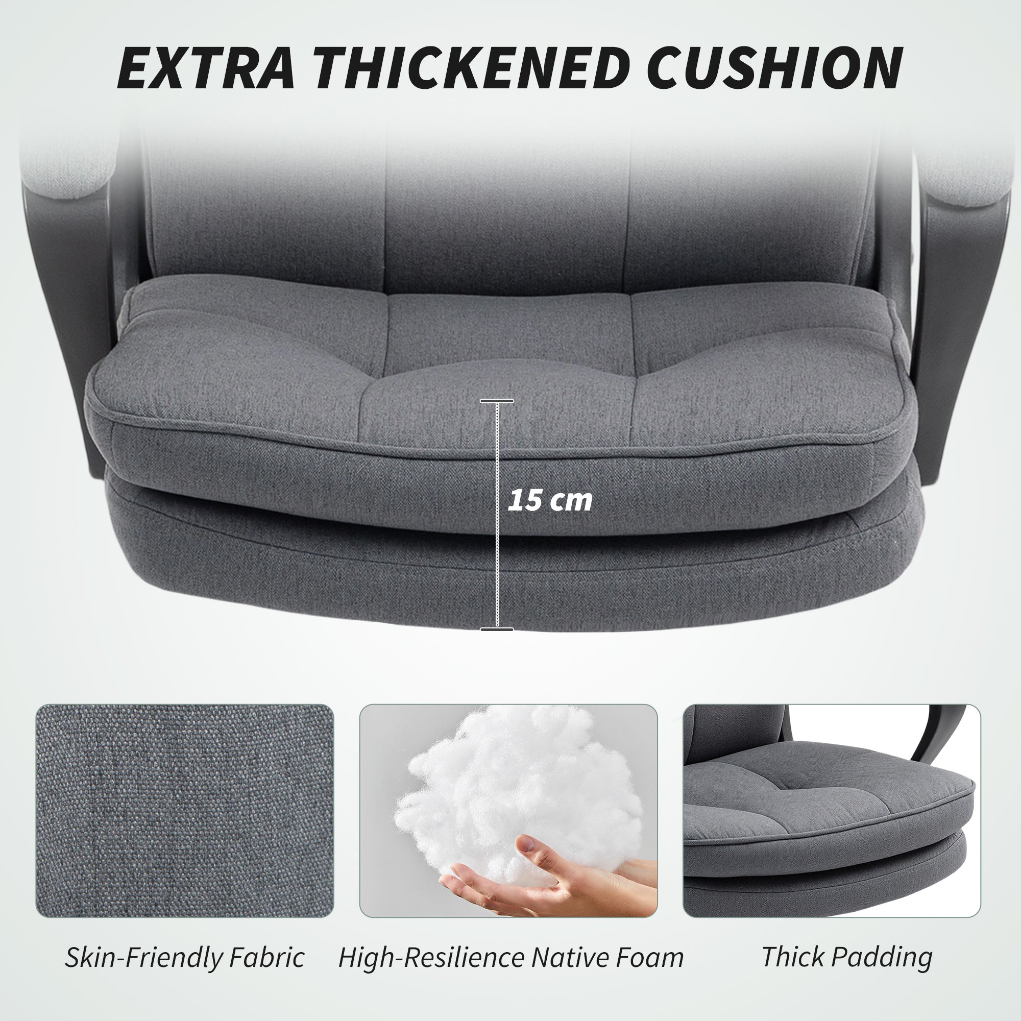 Kozy - Double Padded Linen-Look Office Chair - Charcoal Grey
