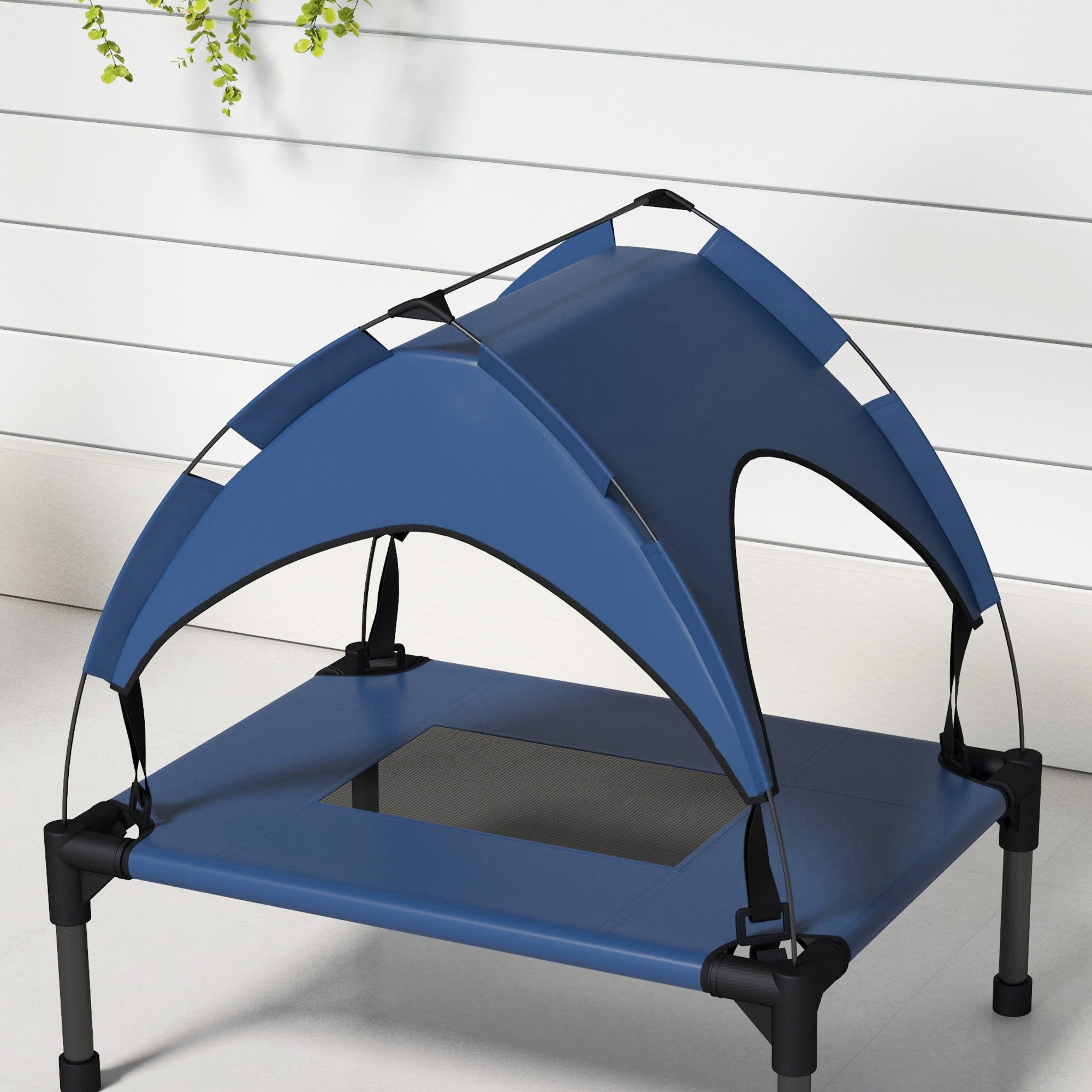 PawHut Cooling Raised Pet Bed w/ Washable Breathable Mesh, for Mini Small Dogs, 61 x 46 x 63cm - Dark Blue | Aosom UK