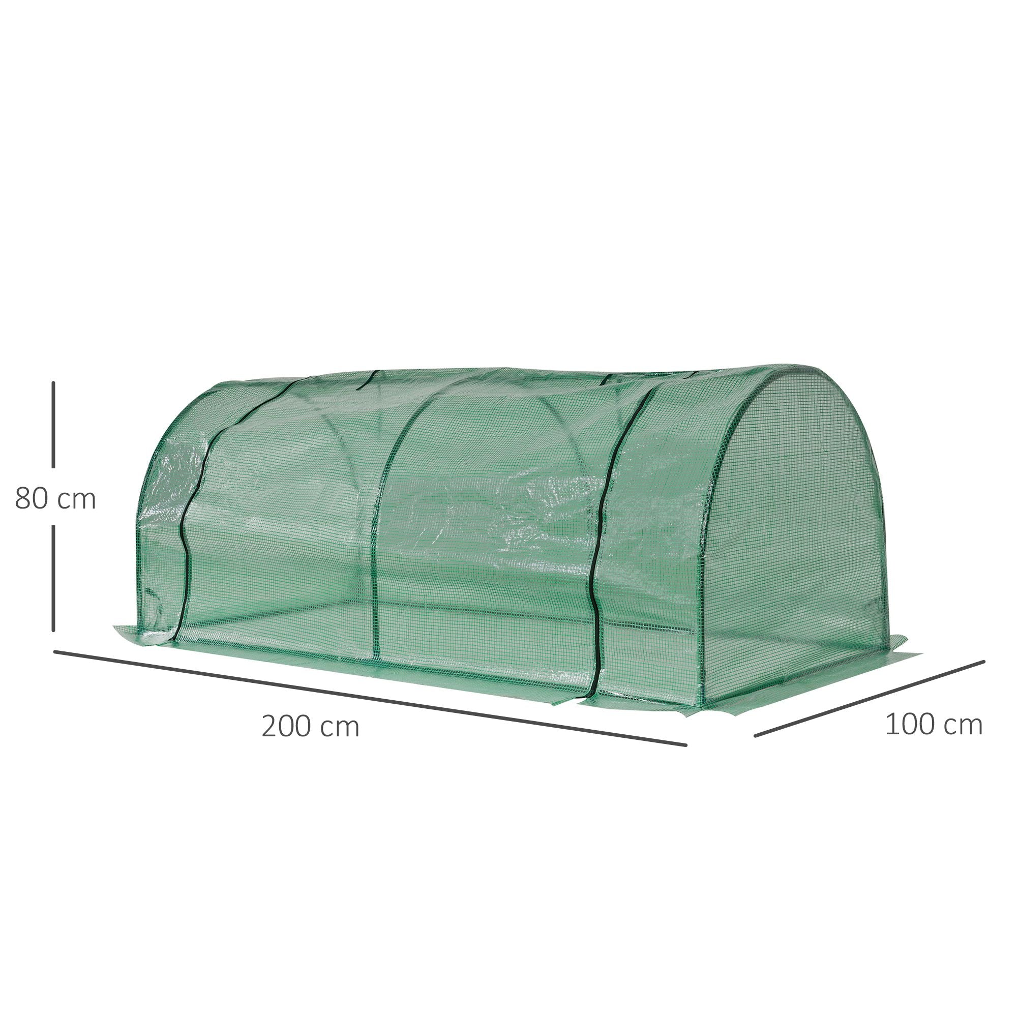 Kozy Tunnel Greenhouse Green Grow House for Garden Outdoor, Steel Frame, PE Cover, Green, 200 x 100 x 80cm