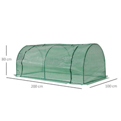 Kozy Tunnel Greenhouse Green Grow House for Garden Outdoor, Steel Frame, PE Cover, Green, 200 x 100 x 80cm