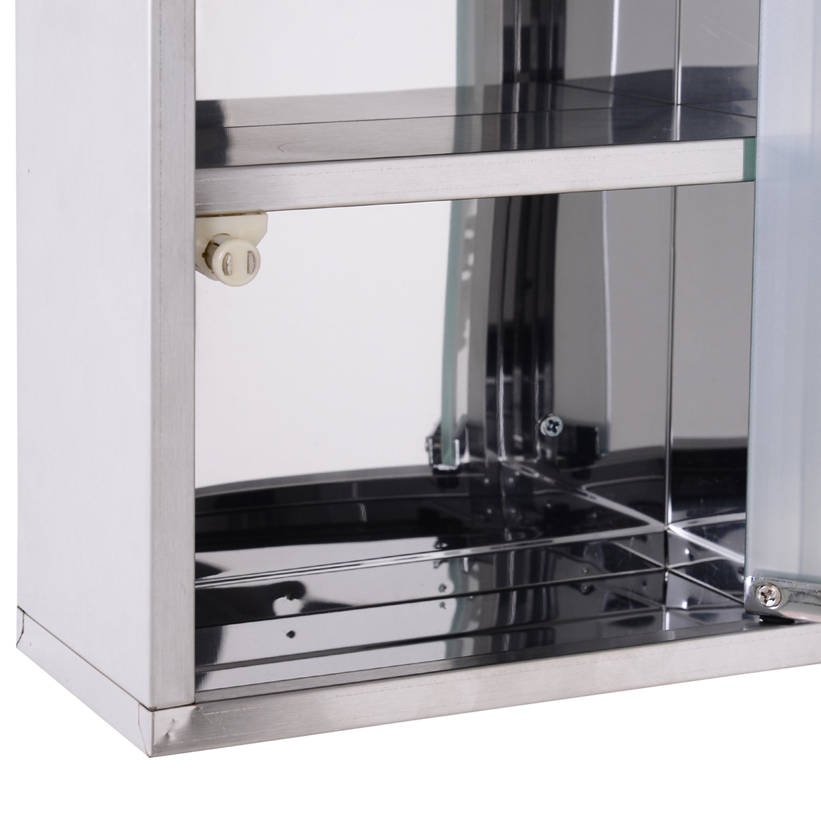 Kozy Stainless Steel wall mounted Medicine Cabinet with 2 Shelves + Security Glass Door Lockable 48 cm(H)