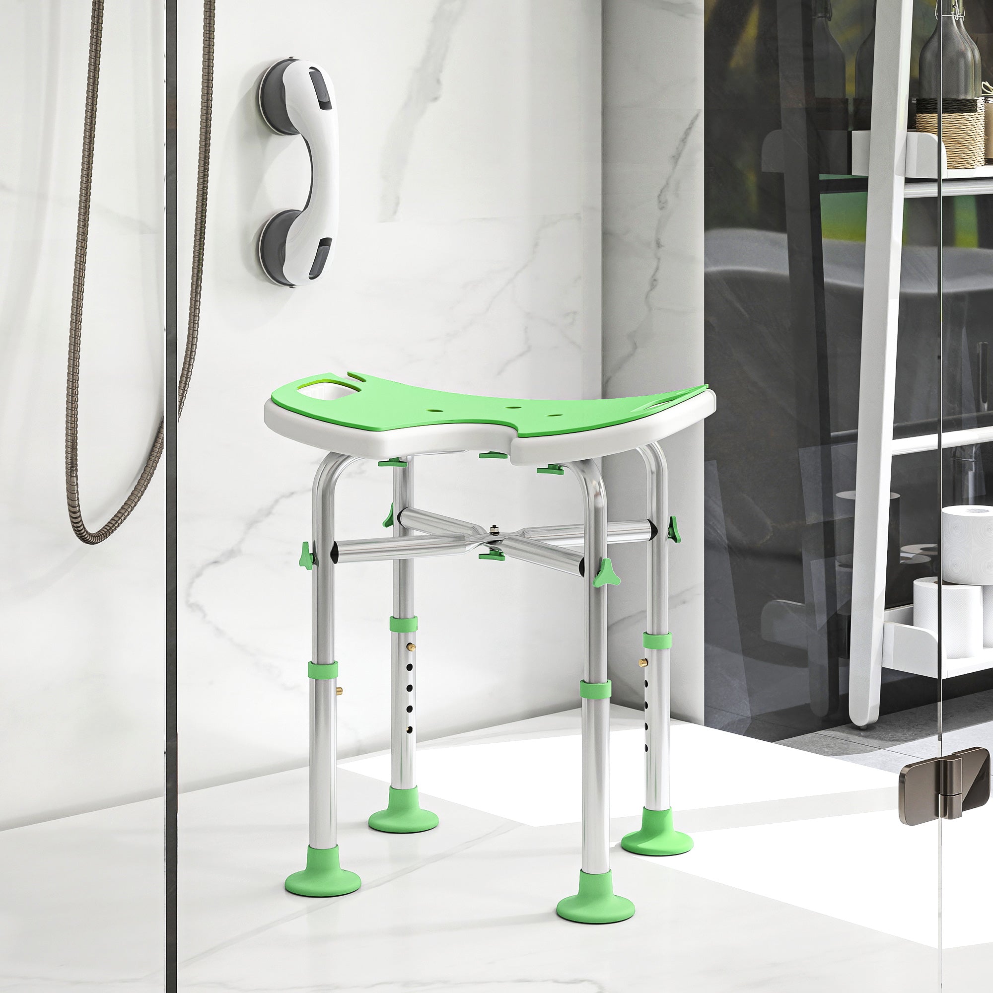 Kozy - 39-51.5cm 'U' Seat Padded Shower Stool - Green