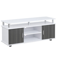 Kozy TV Cabinet Unit for TVs up to 50'' with Storage Shelf and Cupboards, Living Room Entertainment Center Media Console, Grey and White