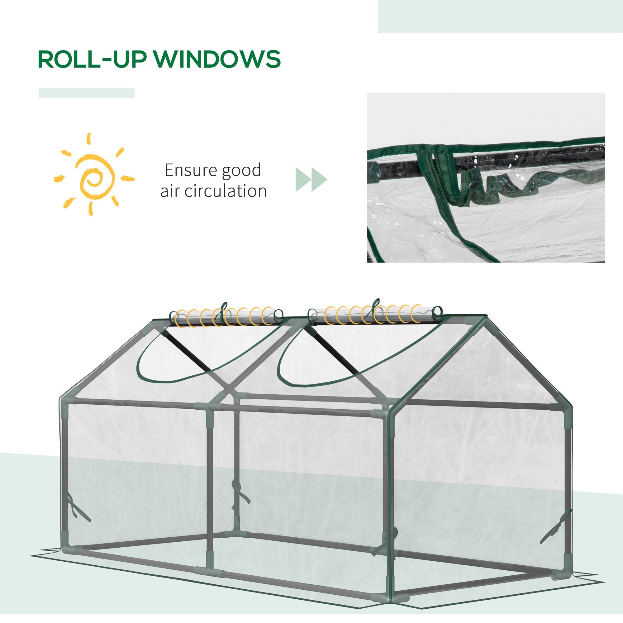Kozy Mini Greenhouse Portable Flower Planter Vegetable Grow House for Garden with Zipped Windows, 120 x 60 x 60 cm, Clear